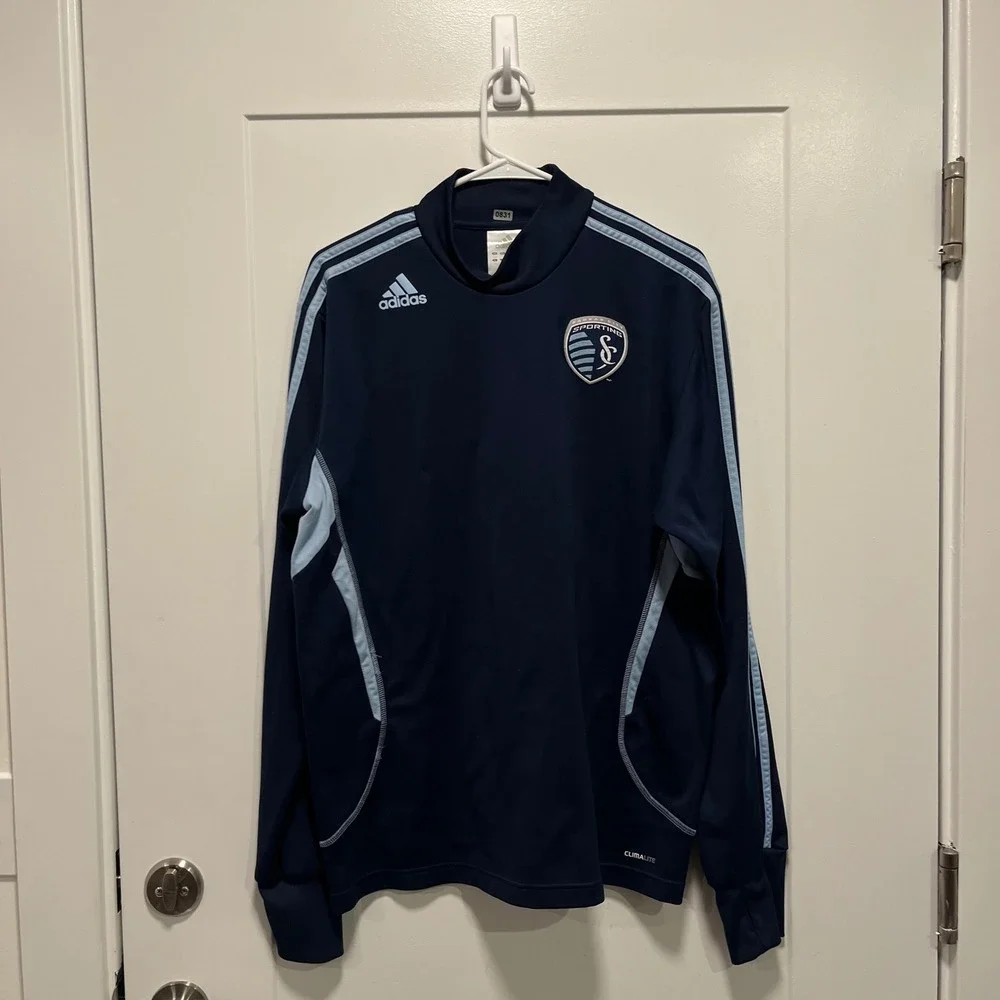 Adidas Sporting Kansas City MLS Climalite Training Top Navy Blue Mens Large
